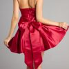 Lille Bow Back Satin Strapless Skater Dress