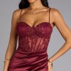 Elena Corset Satin Midi Formal Dress