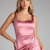 Annie Bodycon Wrap Satin Midi Formal Dress