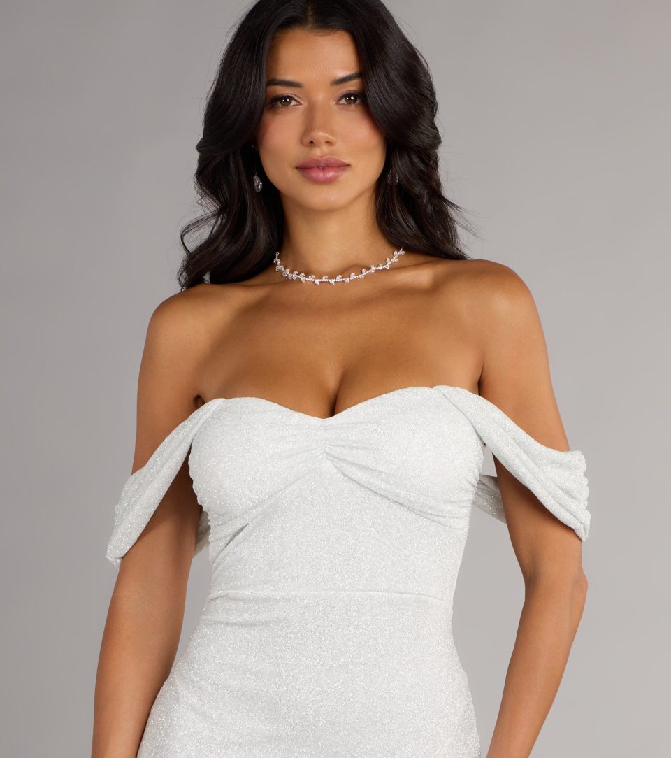 Tamara Off-The-Shoulder Mermaid Glitter Formal Dress