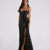 Lori Formal Sequin Lace-Up Long Dress