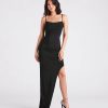 Mina Ruched High Slit Formal Dress