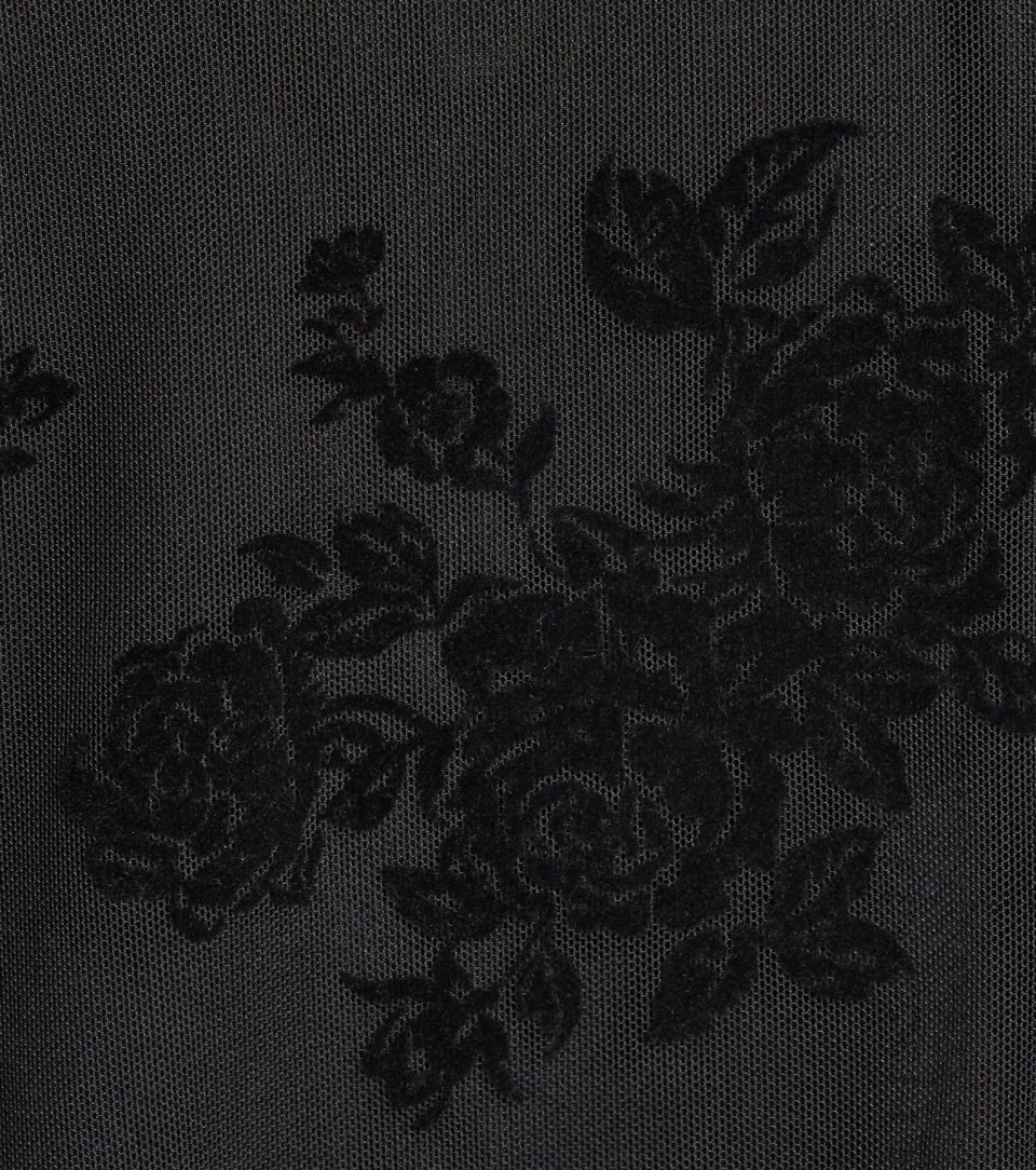 Ria Flocked Floral Velvet Formal Column Dress