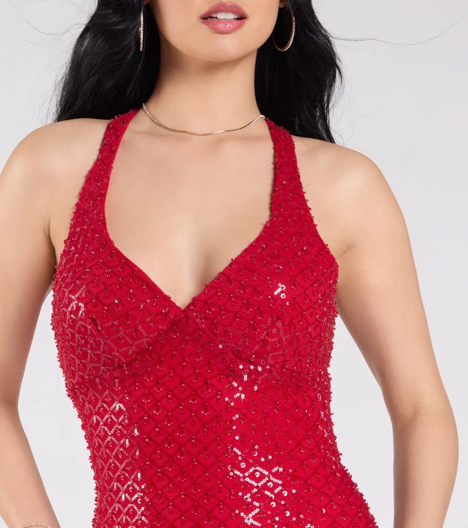 Vanessa Open Back Mermaid Sequin Formal Dress