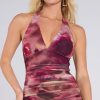 Kelsey Halter Printed Mermaid Formal Dress