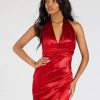Joanne Halter Slit Mermaid Satin Formal Dress