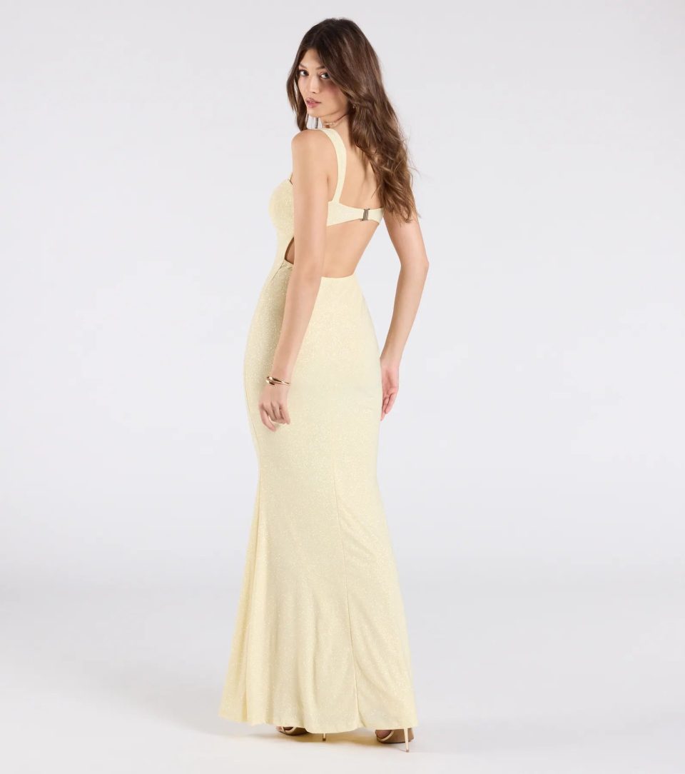 Halie Open Back Mermaid Glitter Formal Dress
