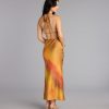 Sunset Glow Satin Midi Dress