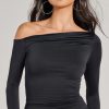 Dinner Date Off-The-Shoulder Long Sleeve Midi Dress