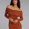 Off-The-Shoulder Moments Slit Maxi Dress
