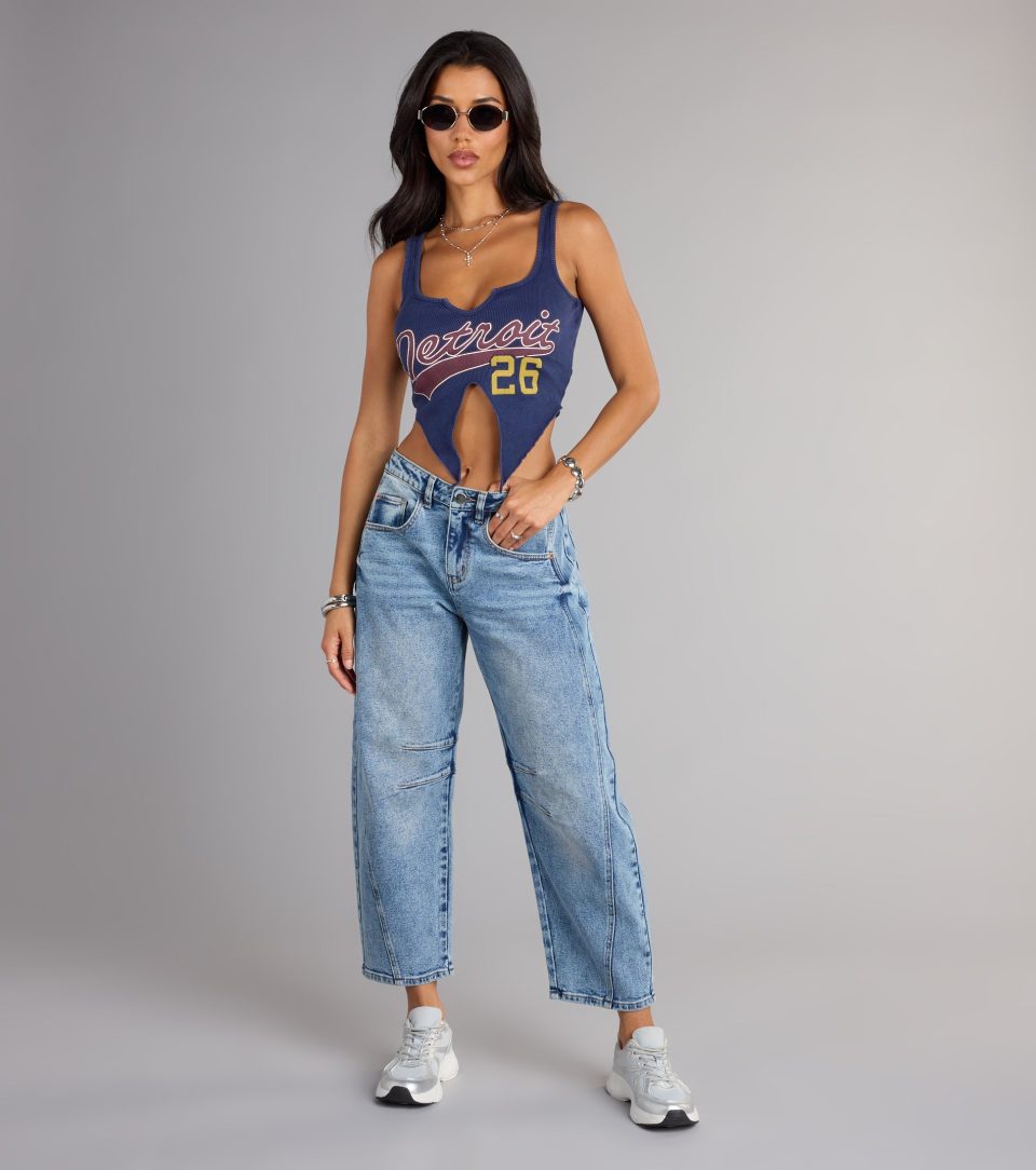 Street Team Graphic Cutout Crop Tank Top