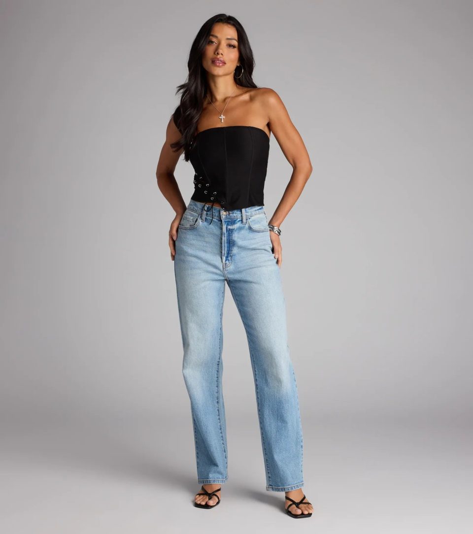 Tie It Up Strapless Lace Up Corset Top