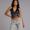 Chic Desires Faux Leather Corset Top