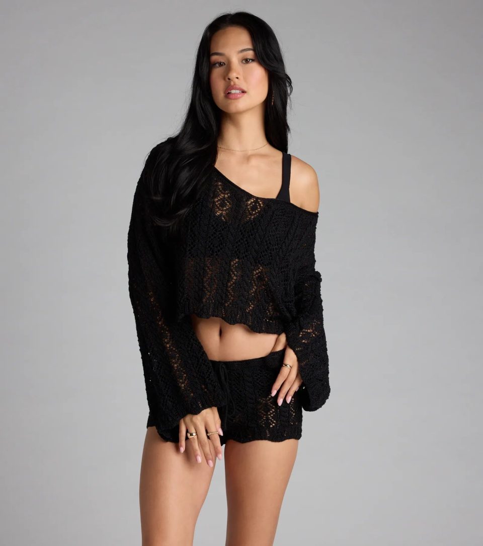 Breezy Nights Crop Crochet Sweater