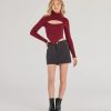 Chic Muse Ribbed Knit Cutout Crop Top