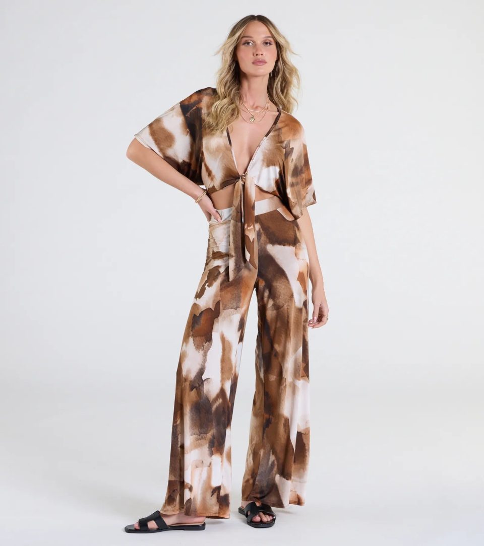 Off To Paradise Tie-Front Crop Top