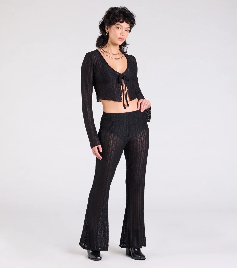 Bohemian Chic Sheer Lace Tie-Front Top