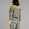 Scene Stealer Faux Fur Crop Denim Jacket