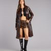 Bite Back Snake Print Faux Leather Trench Coat