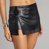 Serve Looks Not Limits Faux Leather Belted Skort