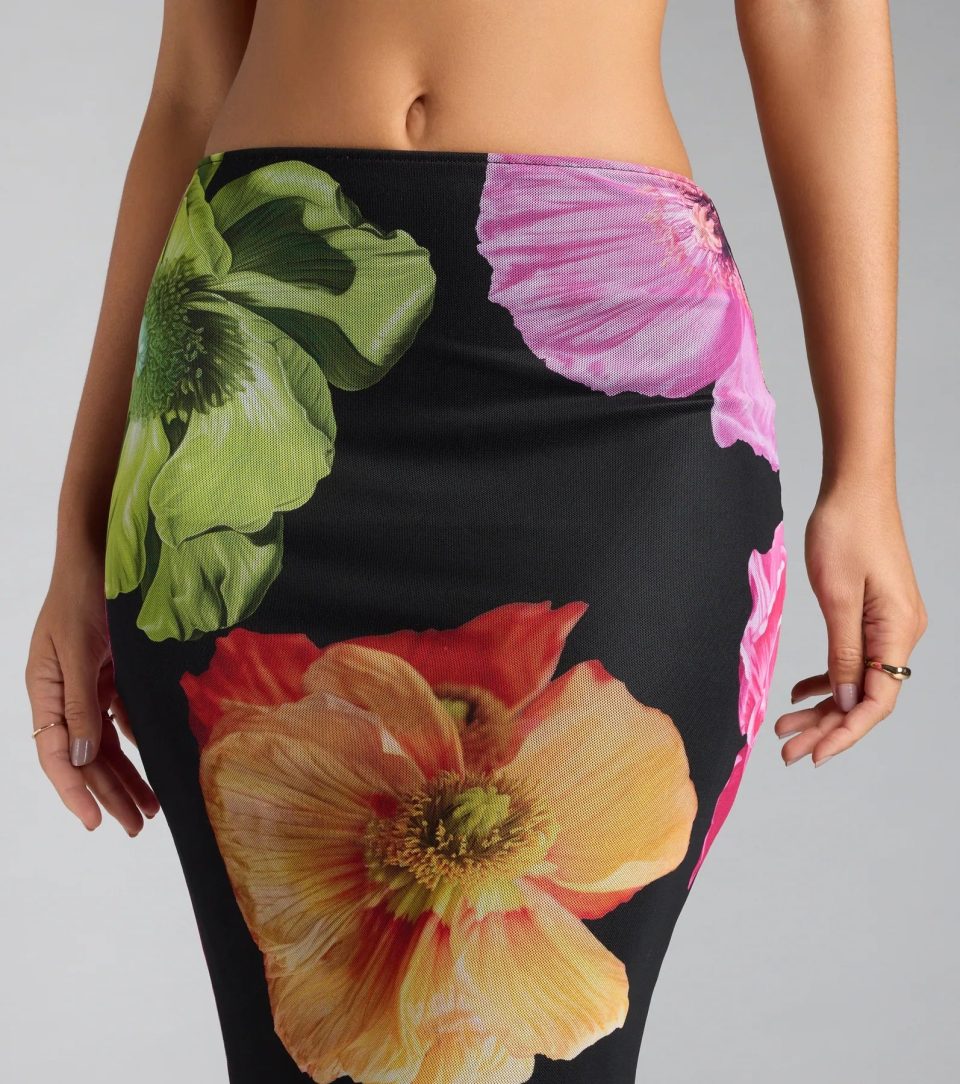 Island Muse Tropical Floral Maxi Skirt