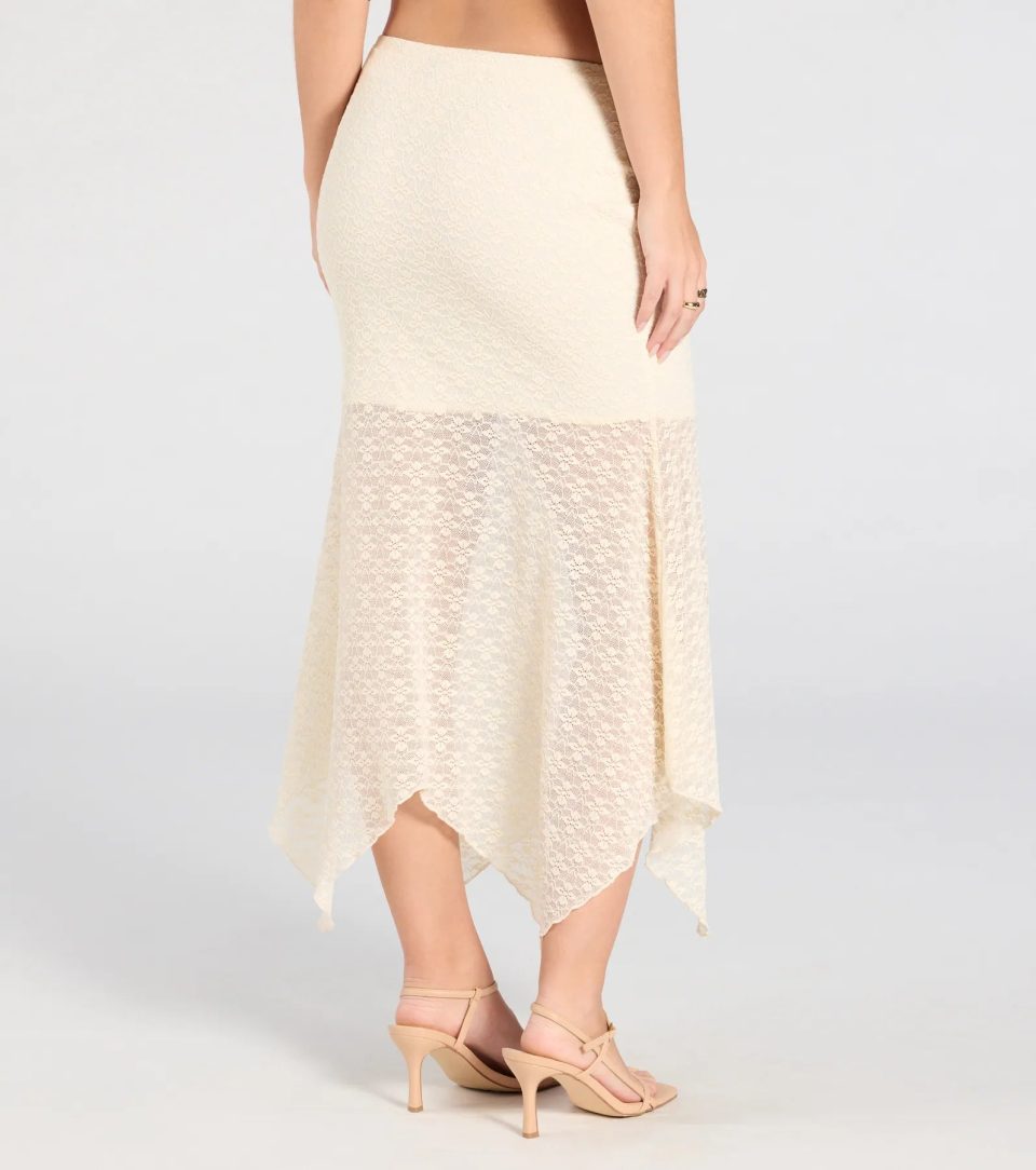 Boho Babe Lace Hanky Hem Maxi Skirt
