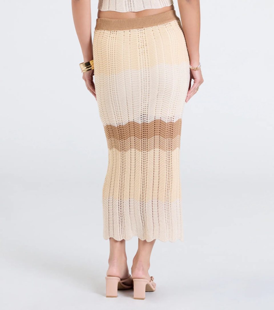 Trendy Match Chevron Knit Midi Skirt
