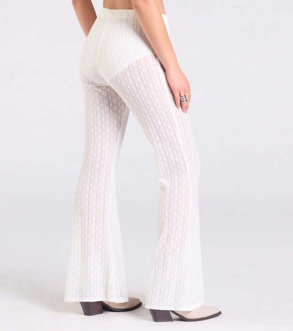 Bohemian Chic Sheer Lace Flare Pants