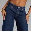 High Roll Mid-Rise Straight Leg Denim Jeans
