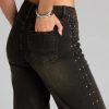 Studded and Snatched Straight Leg Denim Jeans