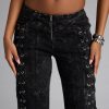 Dial Up Drama Mid-Rise Lace Up Denim Jeans