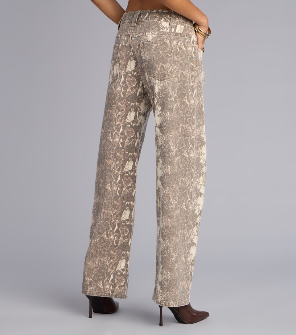 Wild Moves Snake Print Wide-Leg Jeans