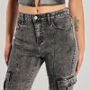 Bold High-Rise Acid Wash Cargo Jeans
