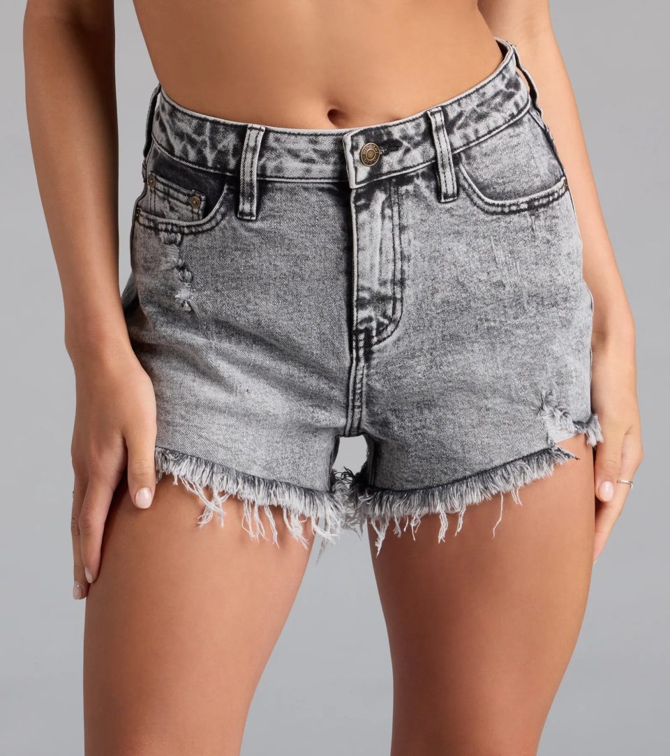 Cool Edge High-Rise Distressed Denim Shorts