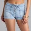 Tie You Down Mid-Rise Lace-Up Denim Shorts