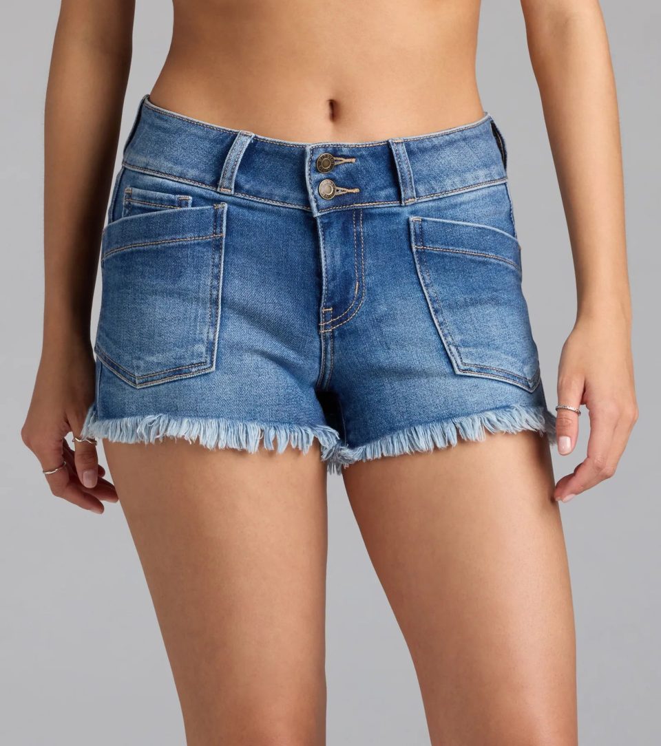 Down For It Mid-Rise Cutoff Denim Shorts