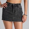 Keep It Cool Mid-Rise Acid-Wash Denim Skort