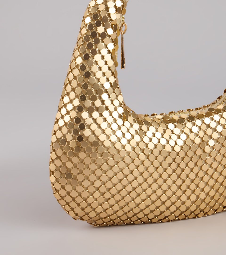 Shimmer Scene Mesh Shoulder Bag
