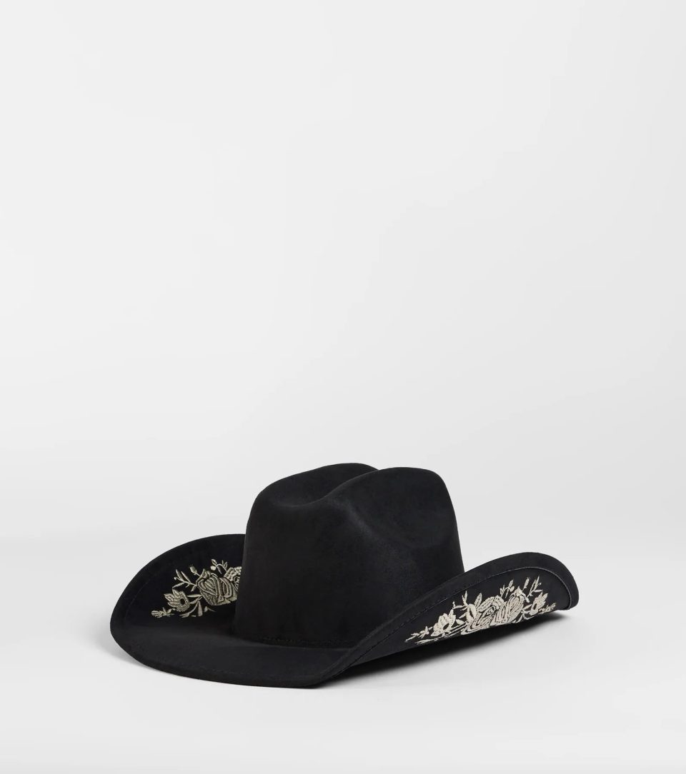 Western Blooms Embroidered Rose Cowboy Hat