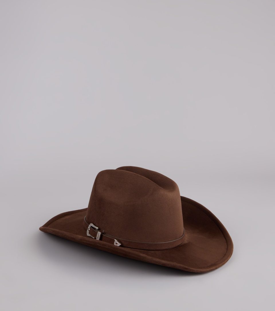 Glam Western Vibe Rhinestone Buckle Strap Cowboy Hat
