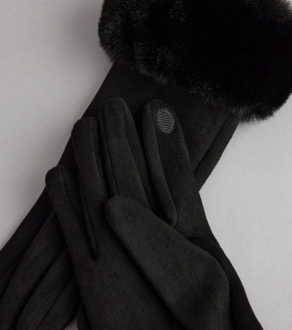 Cold Weather Luxe Faux Fur Trim Gloves