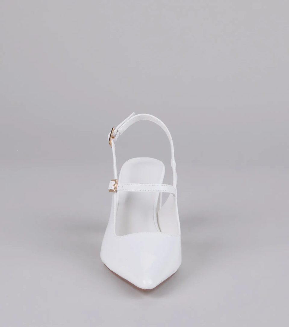 Point Made Buckle Strap Sling-Back Pumps