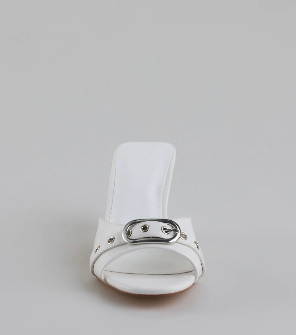 Brunch To Cocktails Buckle Stiletto Mules