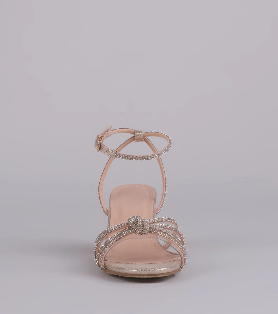 Sparkle Mode Rhinestone Strappy Glitter Block Heels