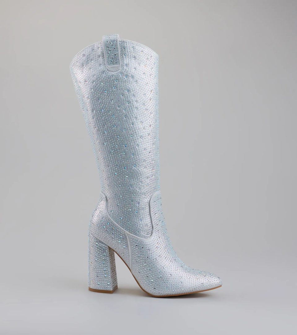 Total Glam Girl Rhinestone Knee-High Boots