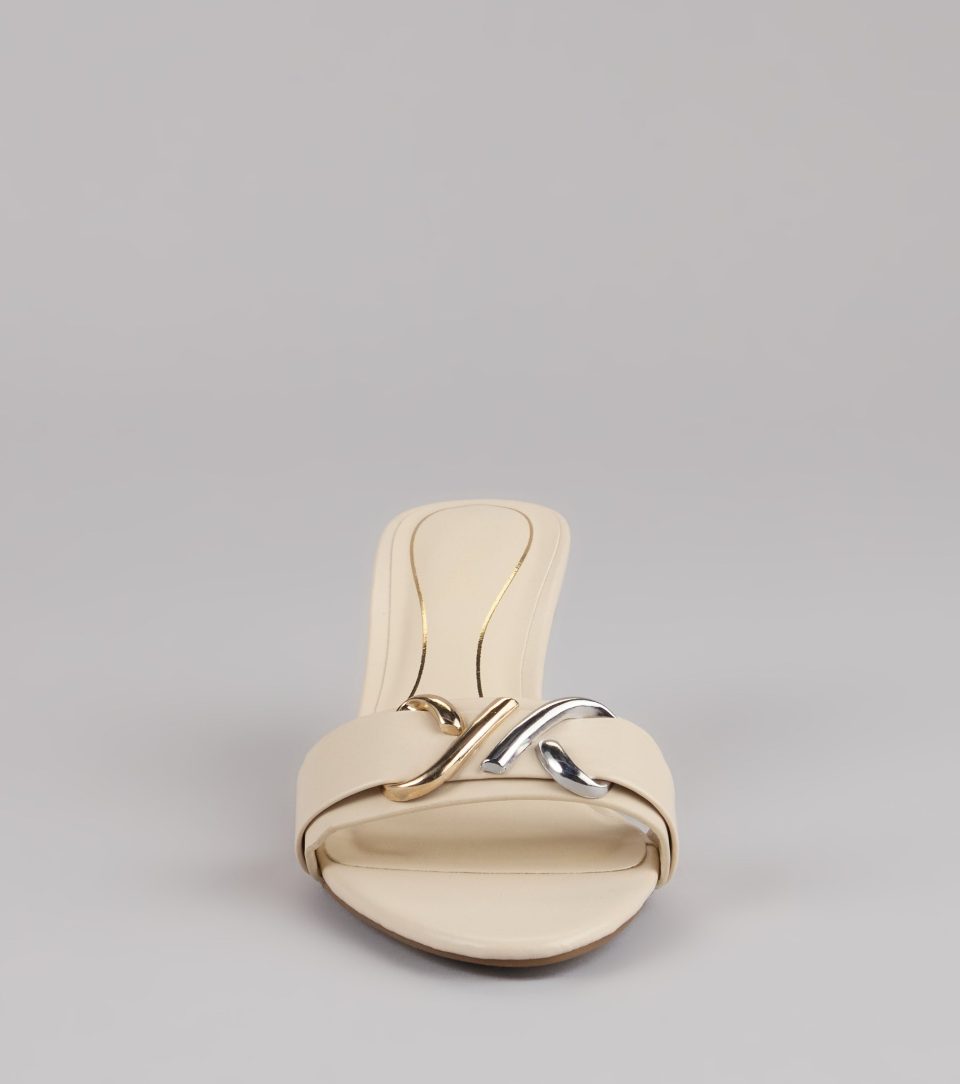 Double Take Hardware Kitten Mules