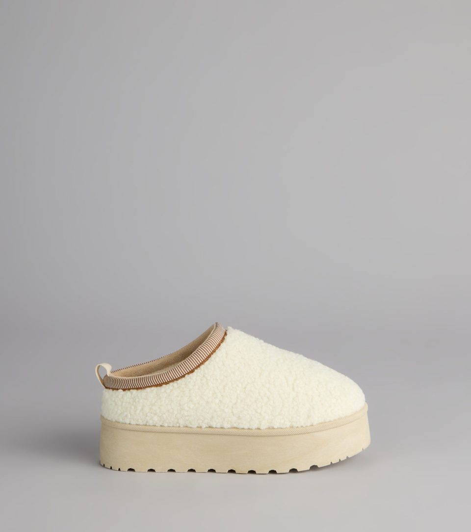 Cloud Club Faux Sherpa Platform Slippers